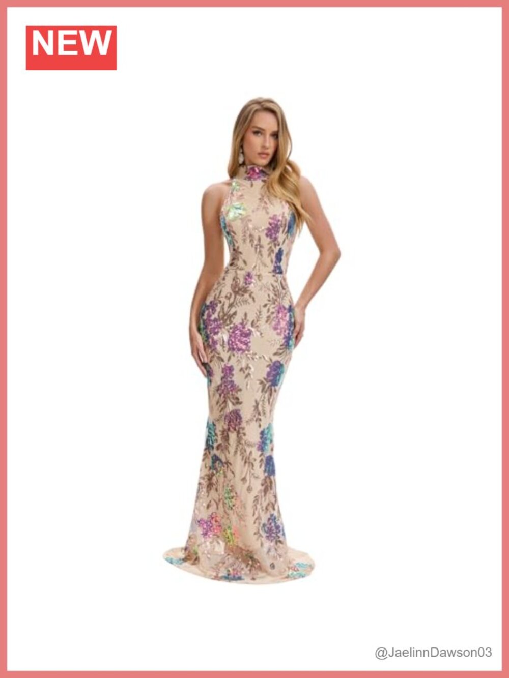Holographic Sequin Maxi Prom Evening Gown Stretch Formal Dress